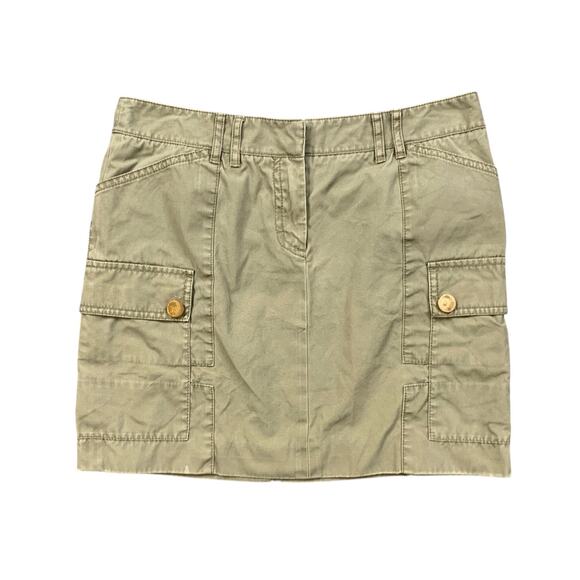 Tory Burch Skirt Womens 2 Herb Khaki Liam Cargo Zip Fly Button Detail Mini *READ - Picture 1 of 14